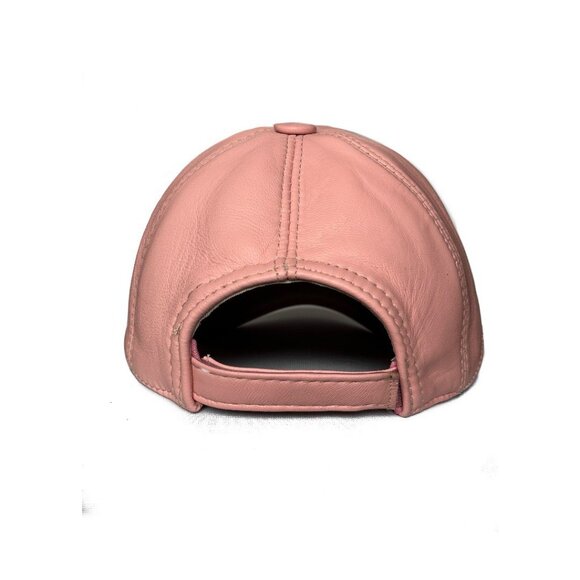 Pink Real Leather Hat | Real Lambskin Leather Ball Cap - Picture 2 of 2